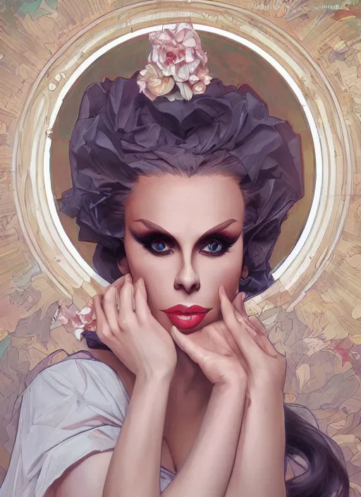 Image similar to katya, drag queen, painting by artgerm and greg rutkowski and alphonse mucha