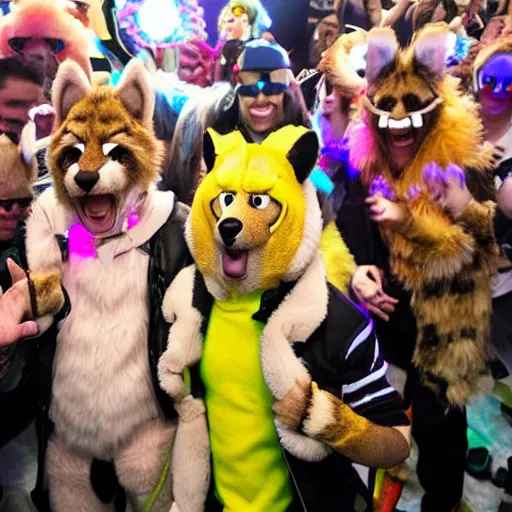 Prompt: a rave full of furries