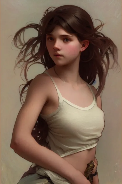 Image similar to portrait of a teen girl, garce, utral high detail, medium shot, rimming light, alphonse mucha, artgerm lau, greg rutkowski