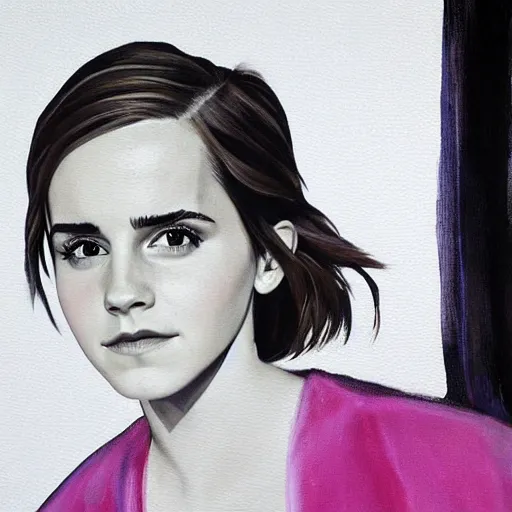 Image similar to emma watson, painting by barack obama