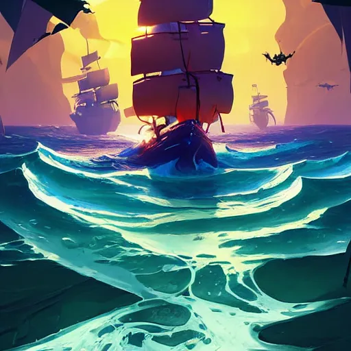 Image similar to painting treasure on sea of thieves game smooth median photoshop filter cutout vector, behance hd by jesper ejsing, by rhads, makoto shinkai and lois van baarle, ilya kuvshinov, rossdraws global illumination