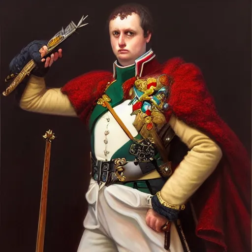 Image similar to Napoleon Bonaparte as a fantasy D&D character, portrait art by Donato Giancola and James Gurney, digital art, trending on artstation