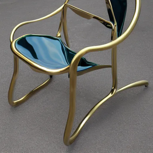 Prompt: Jeff Koons style metal chair