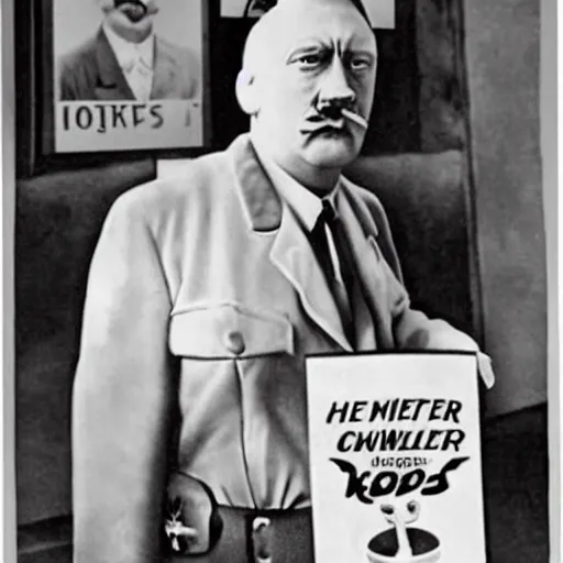 Prompt: Hitler as KFC Colonel Sanders advertising