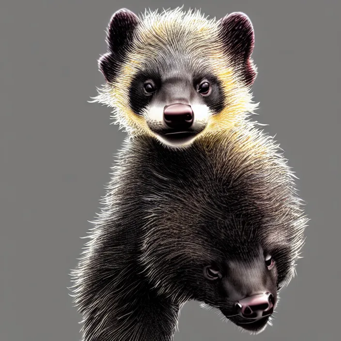 Image similar to cute honey badger, ultra realistic, concept art, highly detailed