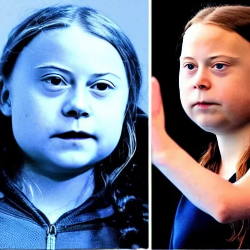 Image similar to Greta Thunberg with Elon's face