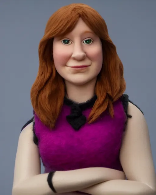 Prompt: erin hannon as a muppet. highly detailed felt. hyper real photo. 4 k.