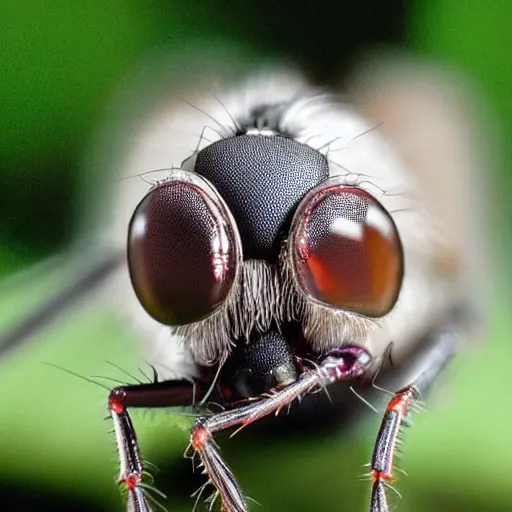 Image similar to a photograph of a fly with donald trump hair