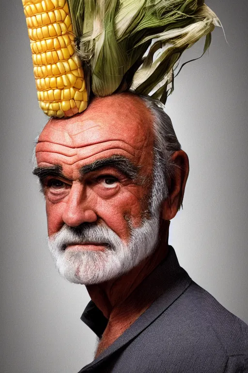 Image similar to 📷 sean connery is corn, made of food, head portrait, dynamic lighting, 4 k