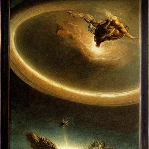 Prompt: Andromeda galaxy painting by Leonardo Da Vinci, high quality