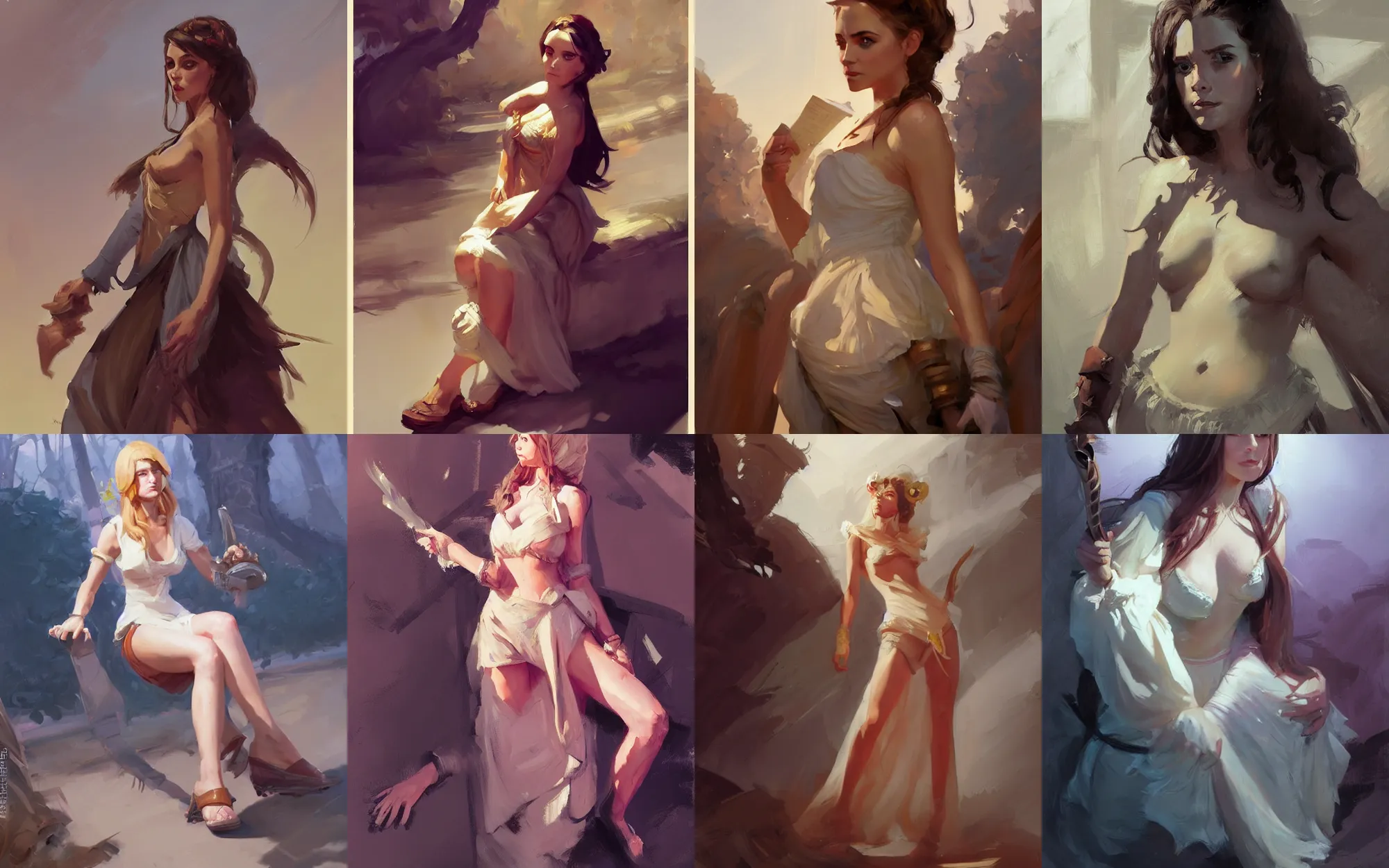 Prompt: portrait of young woman tramp in dress cloth greg manchess portrait painting of bard, d & d, fantasy, medium shot, asymmetrical, intricate, elegant, matte painting, illustration, hearthstone, by greg rutkowski, by greg tocchini, by james gilleard, by joe fenton