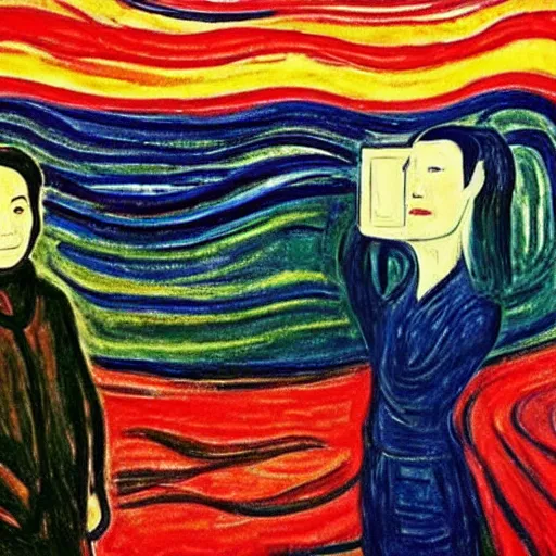 Image similar to director ang lee ， expressionism style ， by edvard munch ， - h 6 4 0