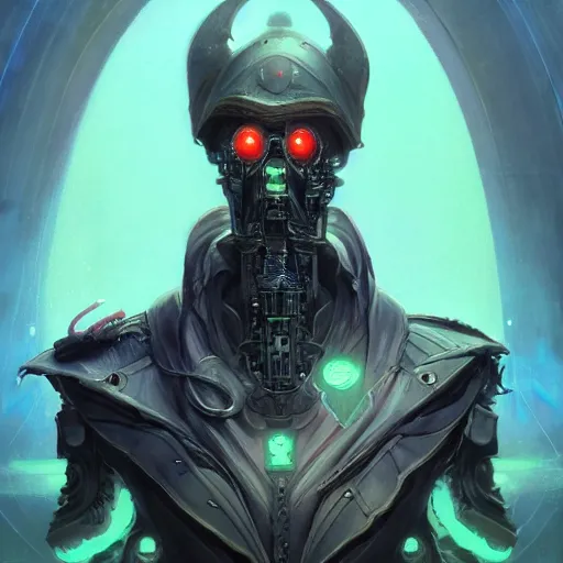 Image similar to portrait of a cybernetic warlock, cyberpunk concept art by pete mohrbacher and seb mckinnon and beksinski and josan gonzales, digital art, highly detailed, intricate, sci-fi, sharp focus, Trending on Artstation HQ, deviantart, unreal engine 5, 4K UHD image