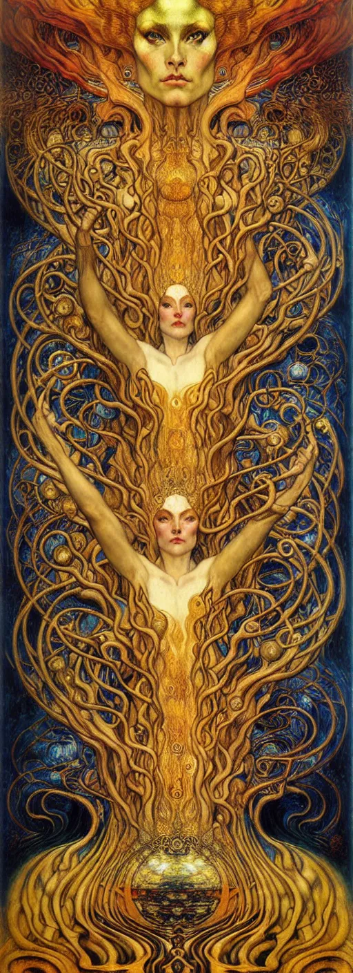 Image similar to Divine Chaos Engine by Karol Bak, Jean Delville, William Blake, Gustav Klimt, and Vincent Van Gogh, symbolist, visionary