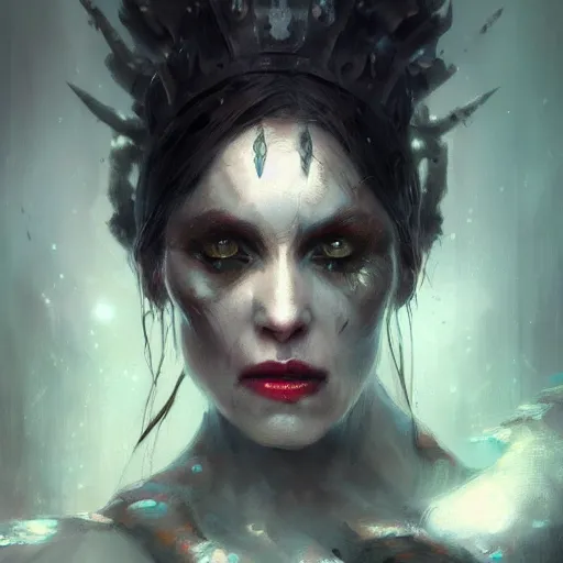 Image similar to a beautiful portrait of death goddess by Greg Rutkowski and Raymond Swanland, Trending on Artstation, ultra realistic digital art