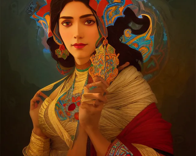 Image similar to photography of jamini roy, deep focus, d & d, fantasy, intricate, elegant, highly detailed, digital painting, artstation, concept art, matte, sharp focus, illustration, hearthstone, art by artgerm and greg rutkowski and alphonse mucha