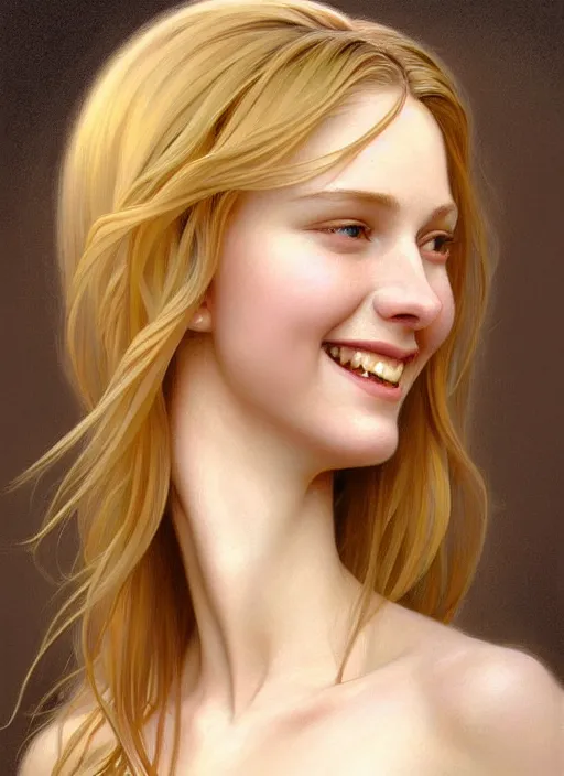 Prompt: beautiful feminine face!! portrait of young wife blessed by god with ever - increasing physical mental perfection, blonde, symmetrical!! intricate, sensual features, highly detailed, divine holy perfection!! smile, digital painting, artstation, concept art, smooth, sharp focus, illustration, art by artgerm and greg rutkowski and alphonse mucha