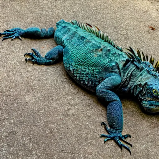 Image similar to a humongous iguana LAYING laying laying on earth outside space