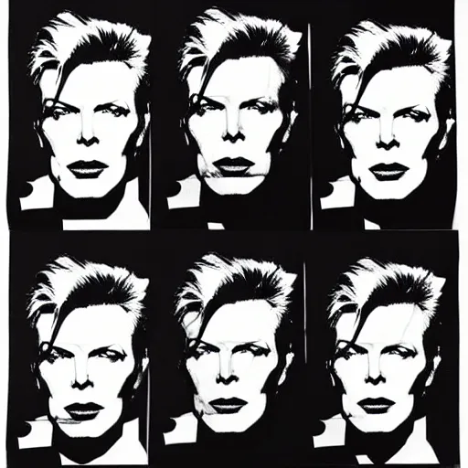 Image similar to individual david bowie silk screen portrait andy warhol style