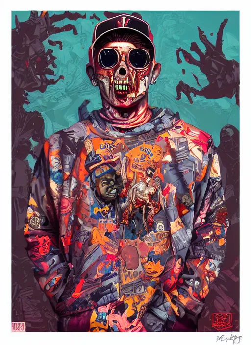 Prompt: zombie full body hiphop streetwear drip, tristan eaton, victo ngai, artgerm, rhads, ross draws