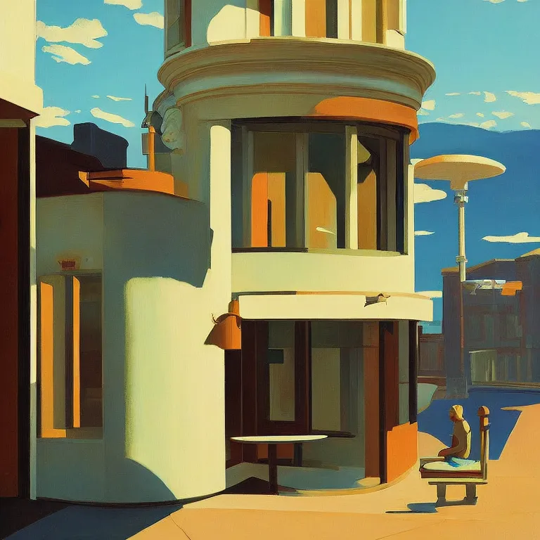 Image similar to another world game, , painted by Edward Hopper, painted by James Gilleard, airbrush