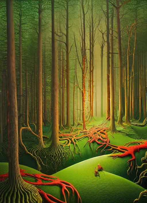 Image similar to hyper detailed 3d render like a Oil painting - the spring comes to the forest, by Jacek Yerka, Mariusz Lewandowski, Houdini algorithmic generative render, Abstract brush strokes, Masterpiece, Edward Hopper and James Gilleard, Zdzislaw Beksinski, Mark Ryden, Wolfgang Lettl, hints of Yayoi Kasuma, octane render, 8k