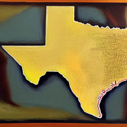 Prompt: A map of the State of Texas oil painting