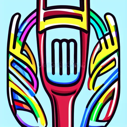 Prompt: fork, sticker, highly detailed, colorful, illustration, smooth and clean vector curves, no jagged lines, vector art, smooth