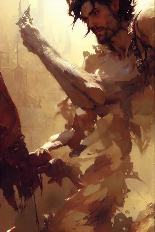 Image similar to attractive man, dnd, painting by gaston bussiere, craig mullins, greg rutkowski, yoji shinkawa