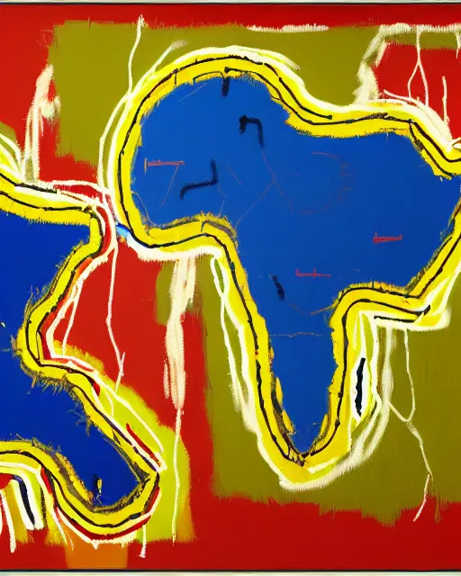 Image similar to a extremely ultra highly detailed majestic hi - res beautiful immaculate award winning painting stunning masterpiece of the ultra highly detailed continent of africa, zoom out, by jean - michel basquiat, 8 k, high textures, ultra hyper sharp, insanely detailed and intricate, super detailed, 8 k hdr ultra high quality