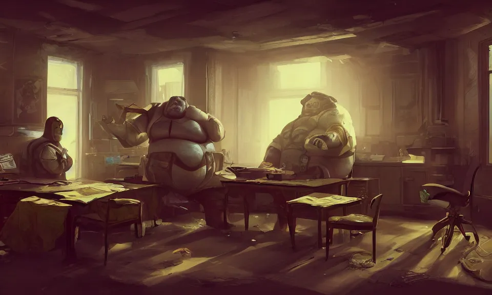 Image similar to artstation scifi scene of a shabby american room in 1 9 7 0 s, a fat man plays dungeons and dragons with ghost, unreal engine 5, hyper realism, realistic shading, cinematic composition, blender render, octane render, hdr, detailed textures, photorealistic, wide shot