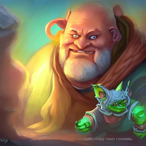 Image similar to a cute and small ogre wizard, hearthstone, concept illustartion, character art,