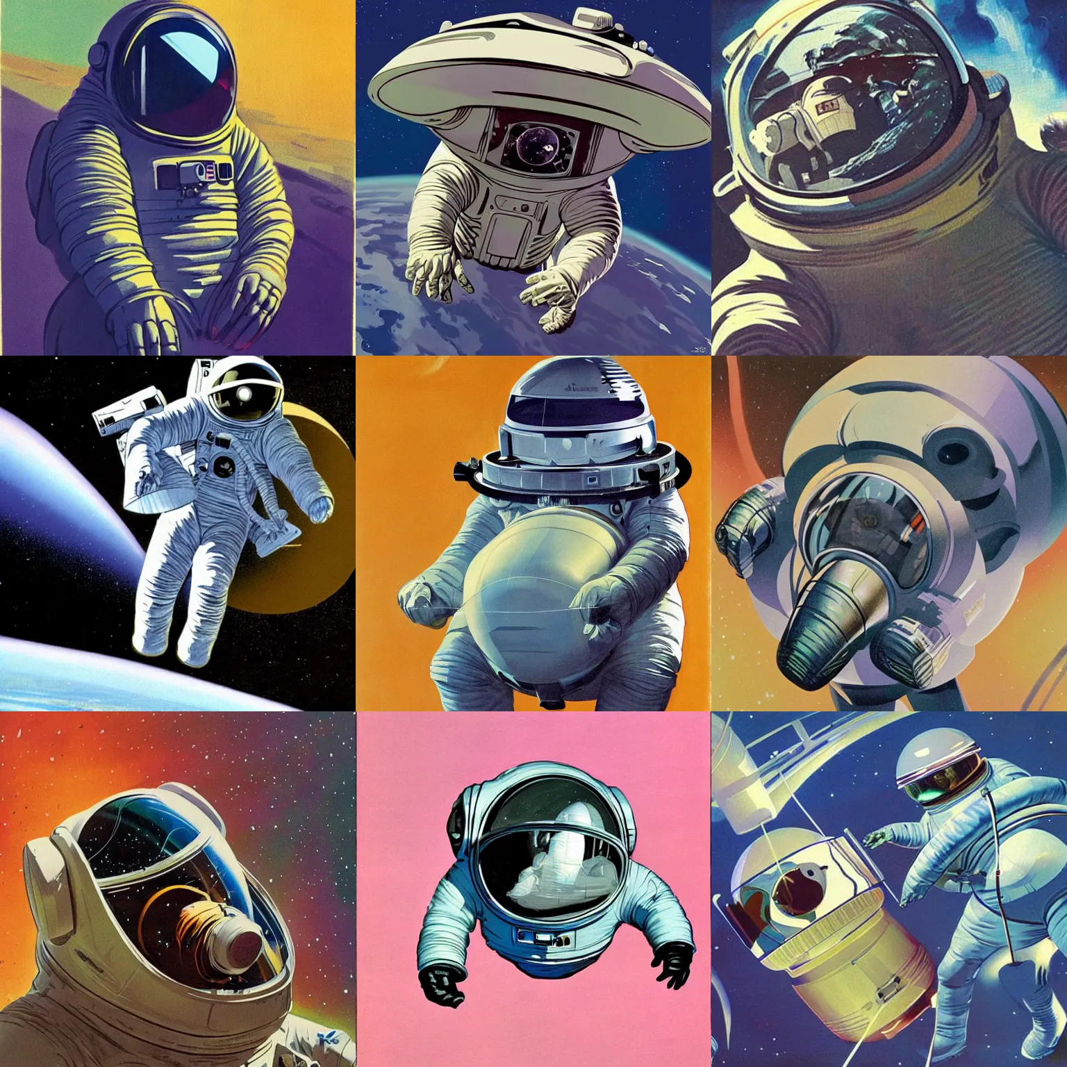 Prompt: Tardigrade Wearing an Astronaut Helmet, Orbiting the Earth, Concept Art by Syd Mead