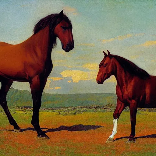 Image similar to offerings for the horse goddess by george stubbs by frederic remington by jeffrey smith