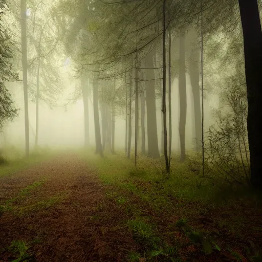 Image similar to forest, unreal unegine, 4k, misty, rain