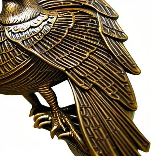 Image similar to gorgeous ornated bronze realistic detailed arabian falcon office decoration with filigree,