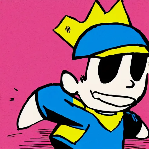 Image similar to Ness using PK Thunder in the Jhonen Vasquez art style