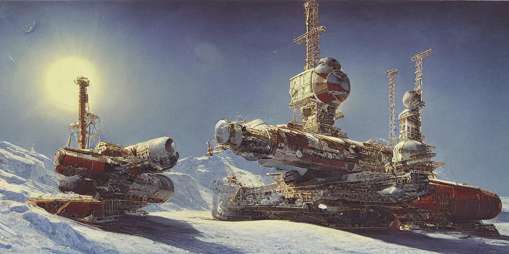 Prompt: soviet space station in the arctic by asher brown durand, tyler edlin, ivan shishkin,