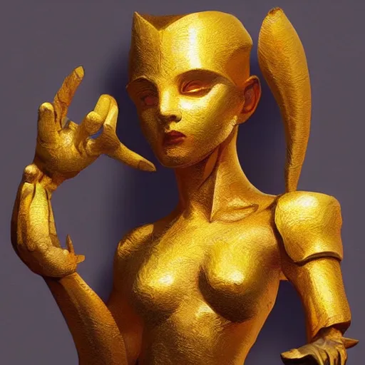 Prompt: primitive golden toe idol, d & d, fantasy, portrait, digital painting, trending on artstation, concept art, sharp focus, illustration, art by artgerm and greg rutkowski and magali villeneuve