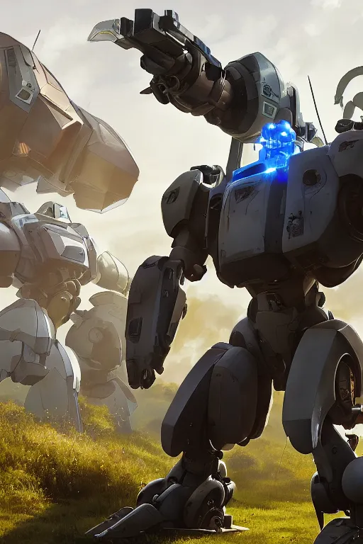 Image similar to mechwarrior 5 : mercenaries mech megaman transformer robot boss tank engine game octane render, 4 k, hd 2 0 2 2 3 d cgi rtx hdr style chrome reflexion glow fanart, global illumination ray tracing hdr fanart arstation by ian pesty by jesper ejsing pixar and disney unreal zbrush central hardmesh