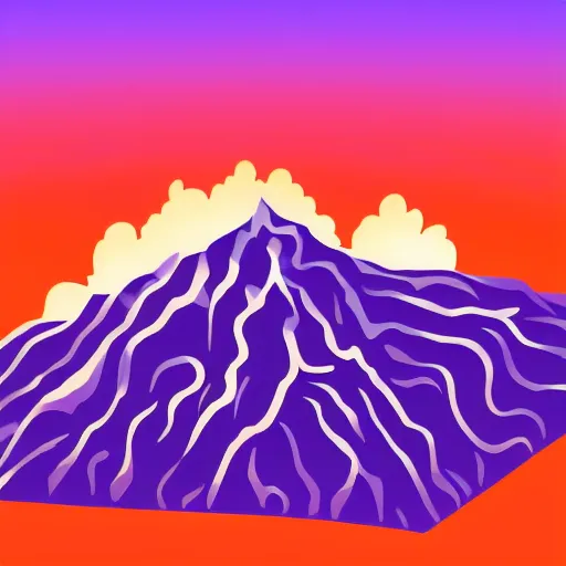 Image similar to an ultra wide view of a highly contrasted mountain , lava, ice, isometric, detailed,