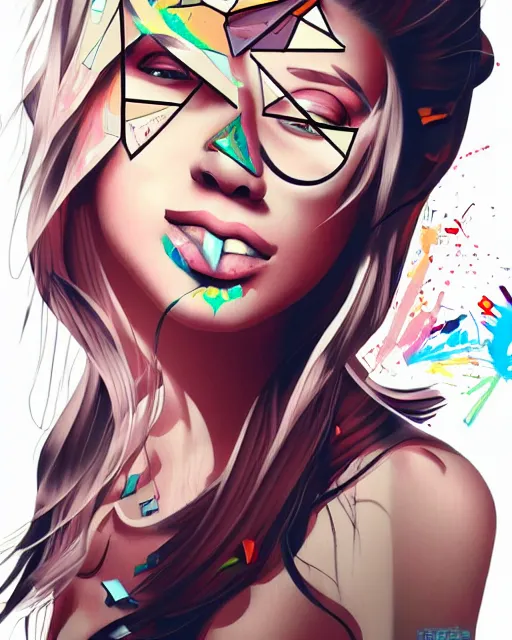 Image similar to graffiti, girl, shards of time, illustration, highly detailed, simple, no jagged lines, smooth, artstation, artwork by obey