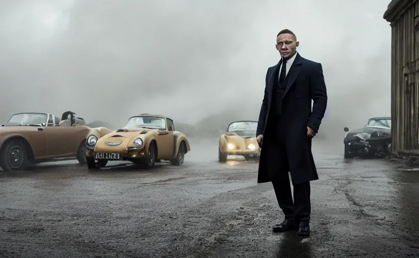 Image similar to film still of Tom Hardy as James Bond in Skyfall, 8k,