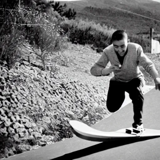 Image similar to francisco franco doing skatboard in el valle de los caidos ( spain )