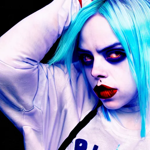 Image similar to Billie Eilish as Harley Quinn 4k detail