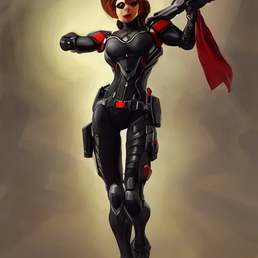 Image similar to greg manchess portrait painting of light armored black widow as overwatch character, medium shot, asymmetrical, profile picture, organic painting, sunny day, matte painting, bold shapes, hard edges, street art, trending on artstation, by huang guangjian and gil elvgren and sachin teng