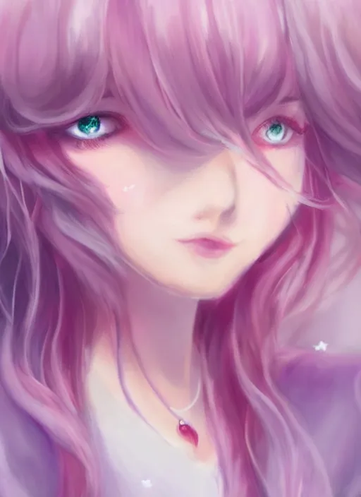 Image similar to adorable, brilliant, elegant, pastel texture, matte painting hyperpop cutest lavender cherry portrait trending on pixiv