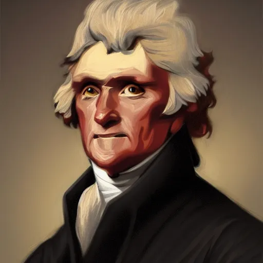 Image similar to portrait of thomas jefferson, grand wizard of the golden fleece, ukiyo - no oshisaka style painting, trending on artstation