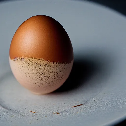 Prompt: egg cracking open with a baby dachshund inside, macrophotography,