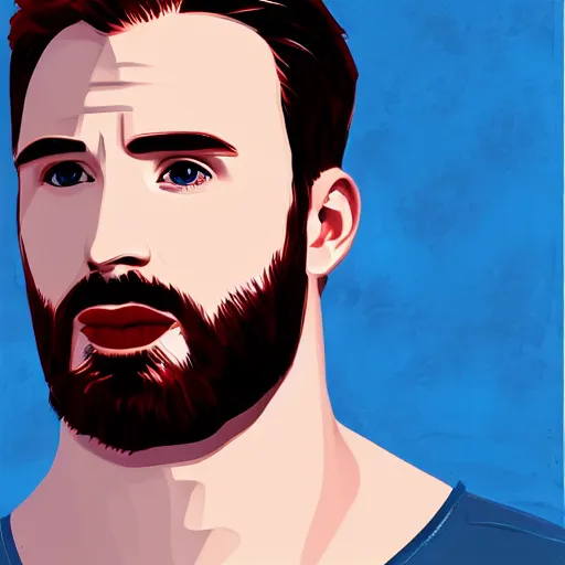 Image similar to portrait of chris evans, highly detailed, centered, solid color background, digital painting